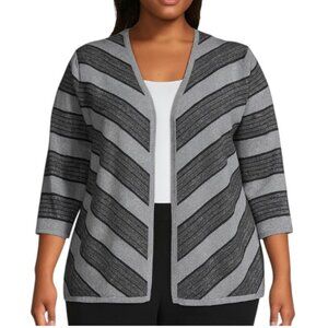 NWT Alfred Dunner Women’s Metallic Chevron Open-Front Cardigan | Size 1X